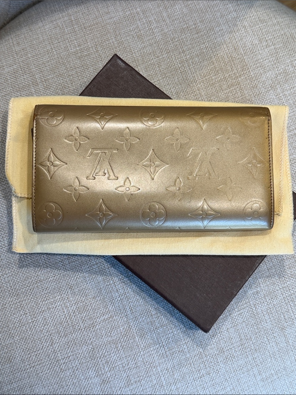 LOUIS VUITTON MONOGRAM MATTE Vernis BRONZE LONG WALLET Rare Finish w Box & Dusty - Picture 3 of 12